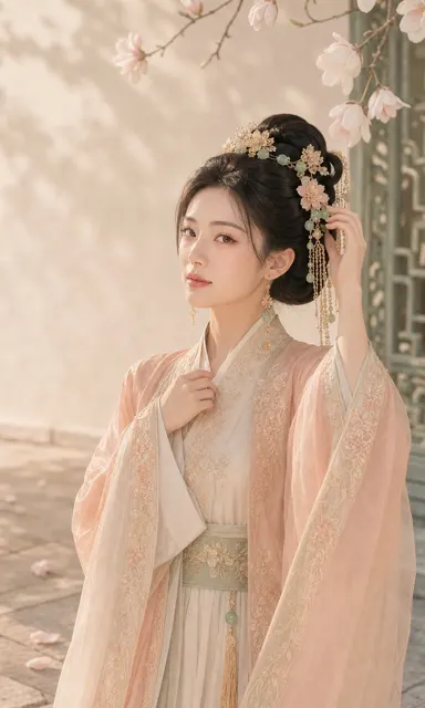 Spring banquet flower shadow oriental woman poster