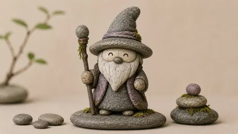 Cute stylized river stone subject