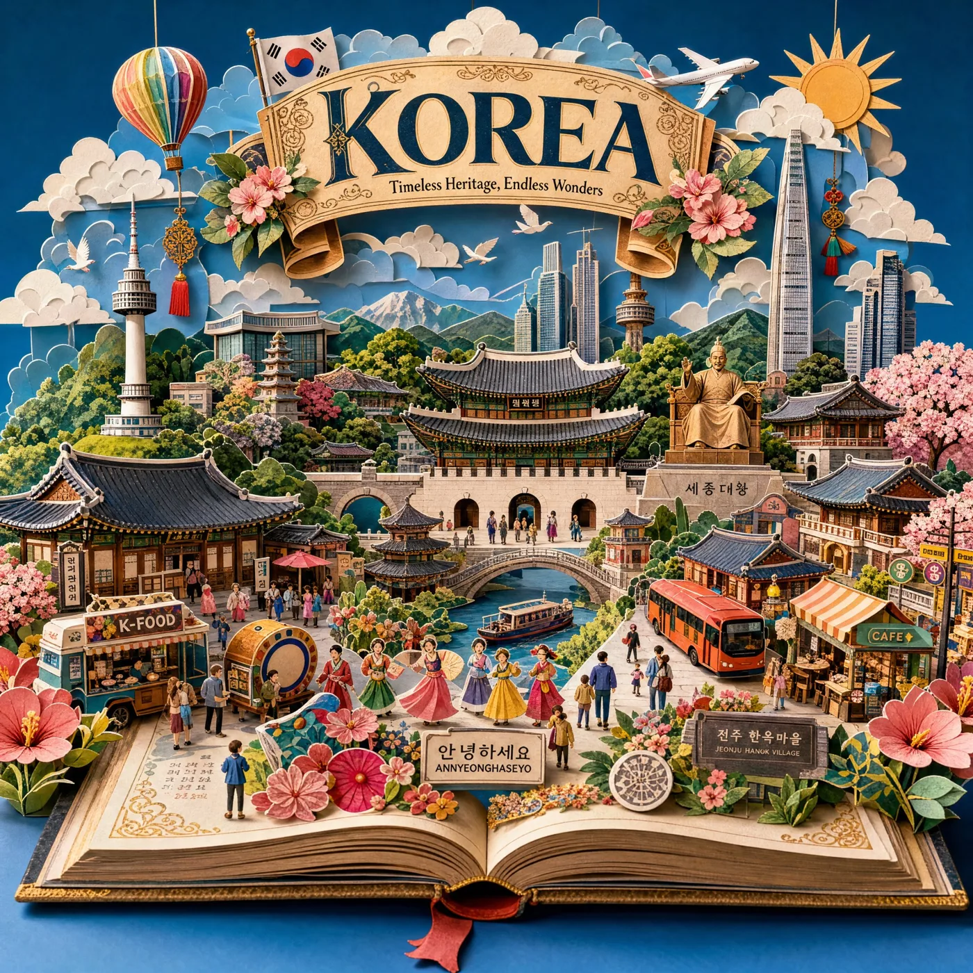 Vintage 3d popup storybook travel illustration — After