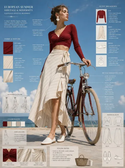 Vintage bicycle fashion concept sheet