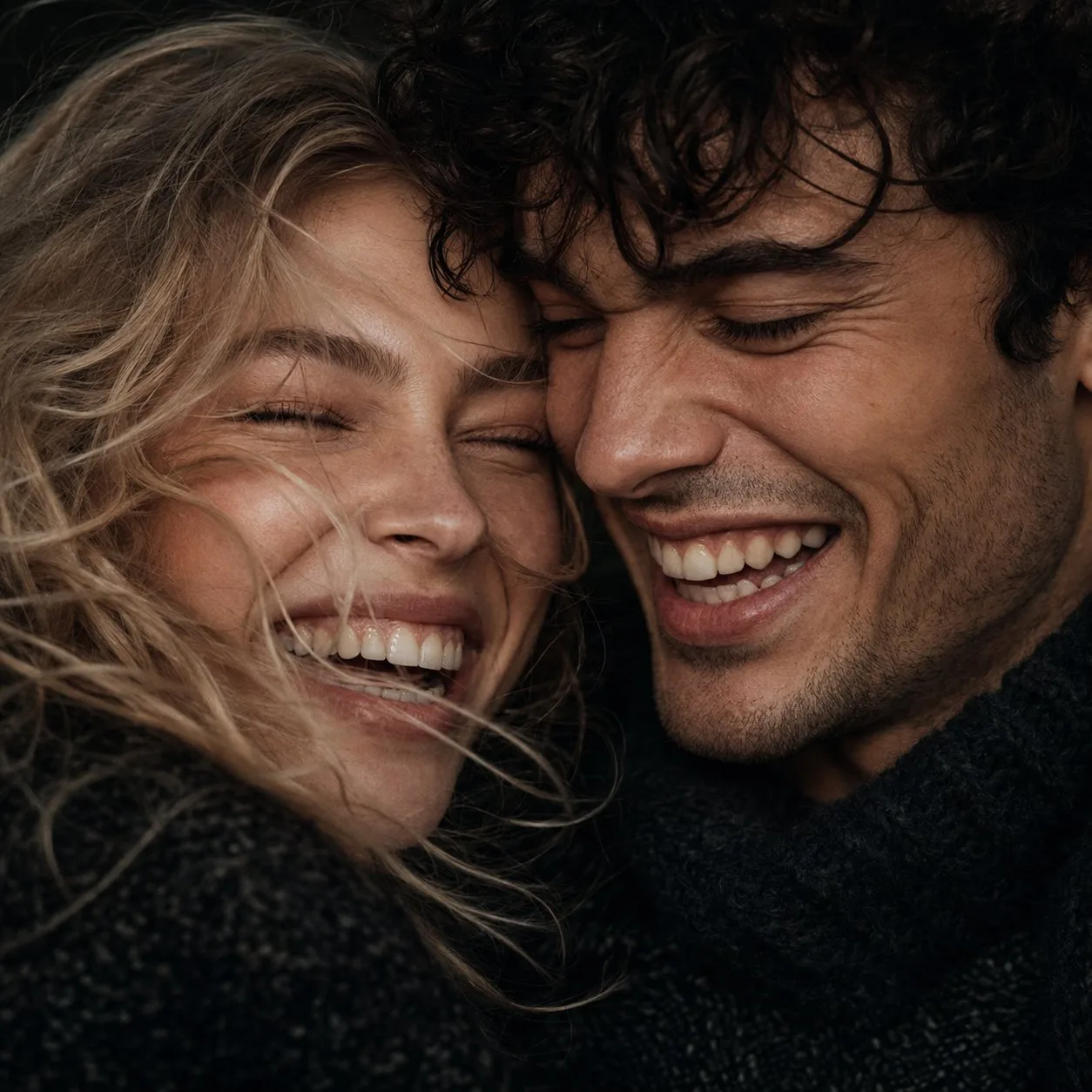 Hyper realistic laughing couple portrait prompt — After