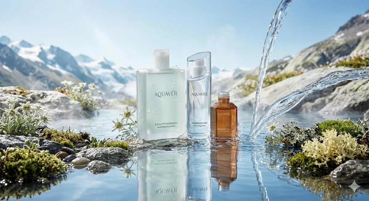 Alpine glacier skincare visual — After