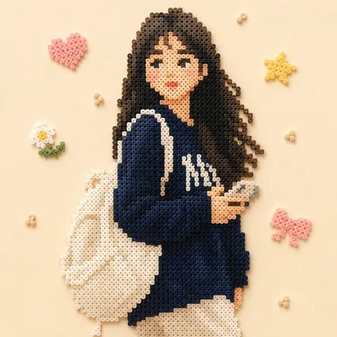 Perler bead style warm character