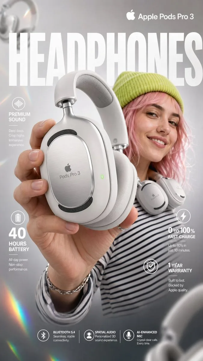 Pink girl premium headphone poster — Sonra