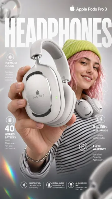 Pink girl premium headphone poster
