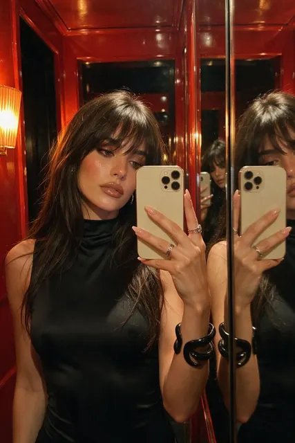 Ultra realistic red dressing room mirror selfie