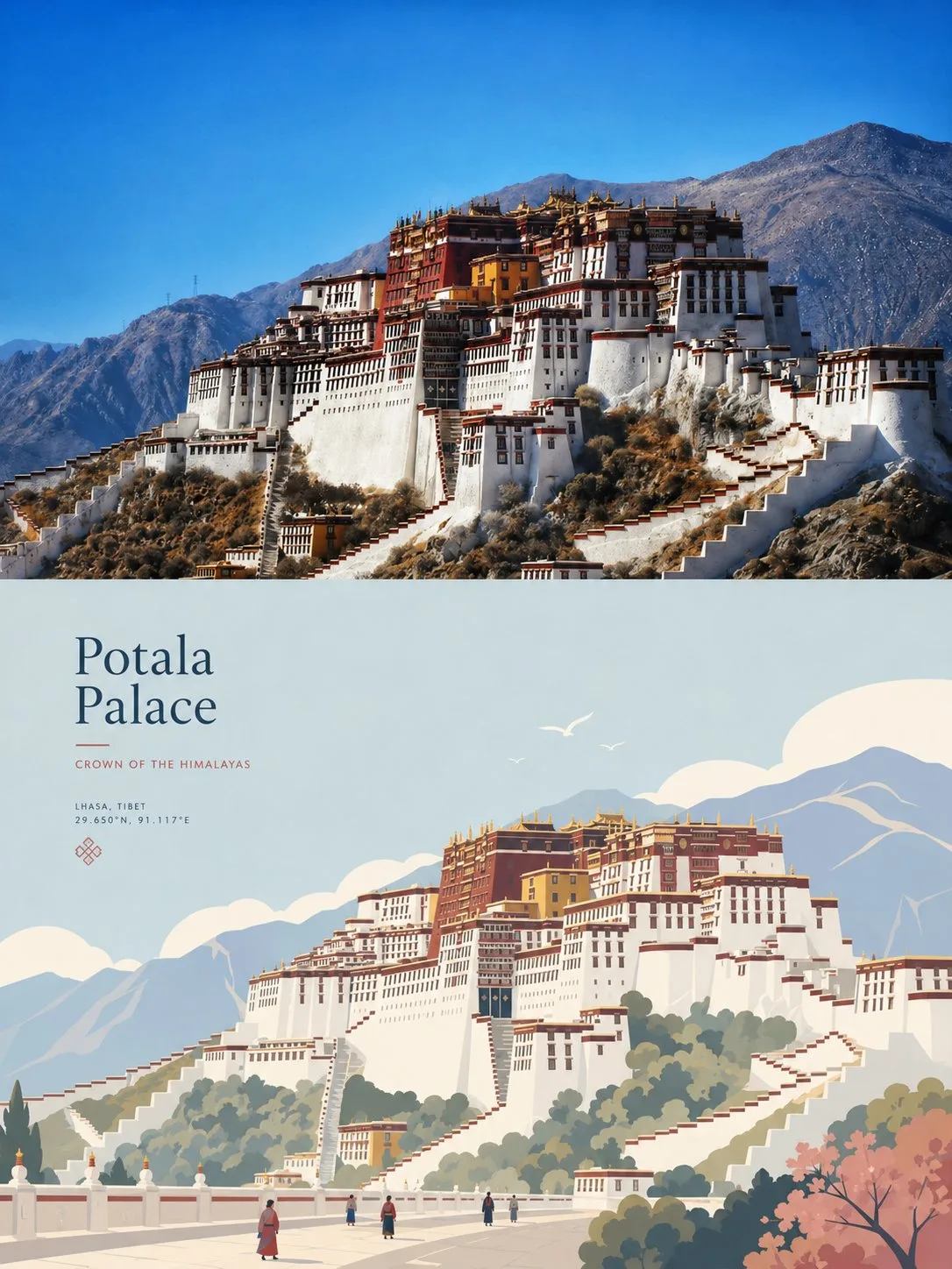 High end minimalist split travel poster design — Sonra