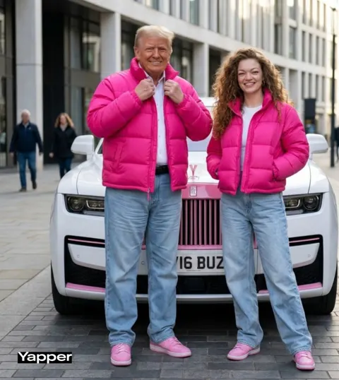 Trump pink rolls royce street