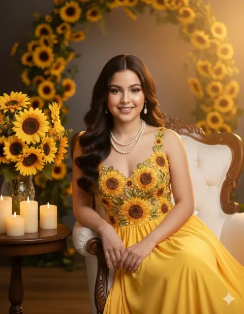 Victorian sunflower arch portrait