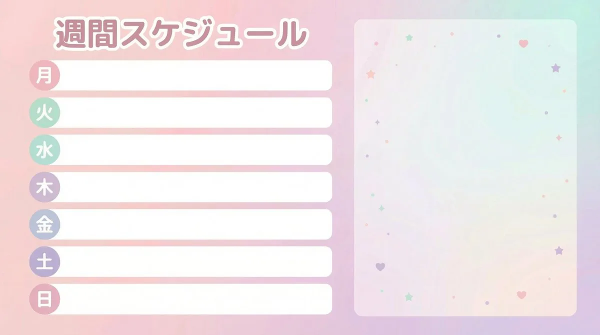 Cute pastel vtuber weekly schedule — After