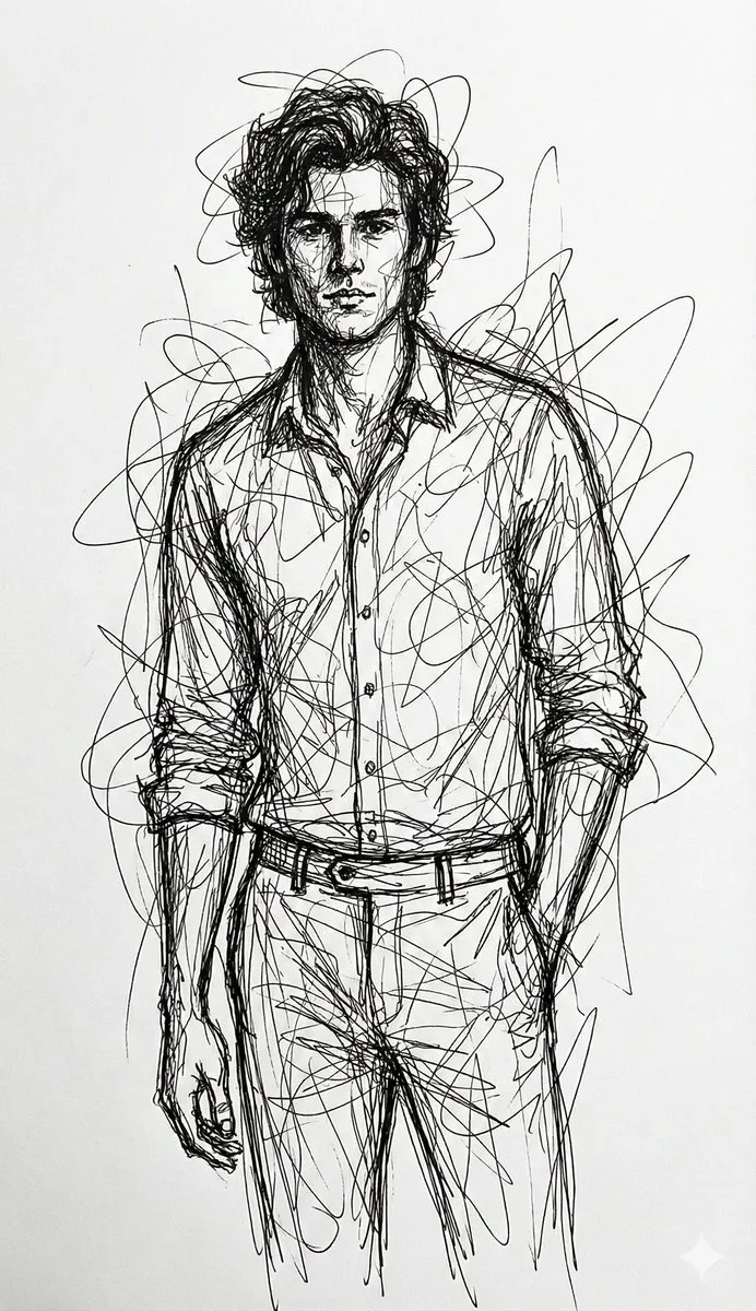 Chaotic ink abstract scribble portrait — After