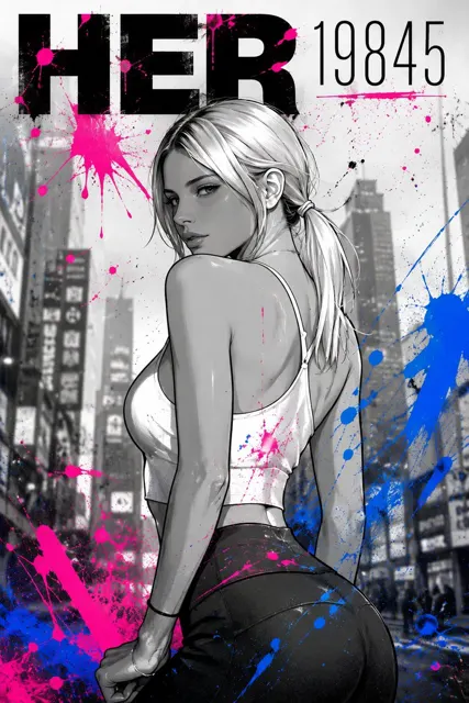 High end anime grayscale fashion poster