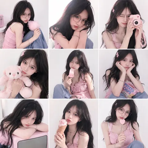 Korean soft girl style magazine collage