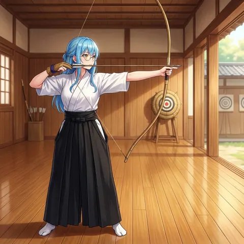Bamboo forest kyudo goddess realistic