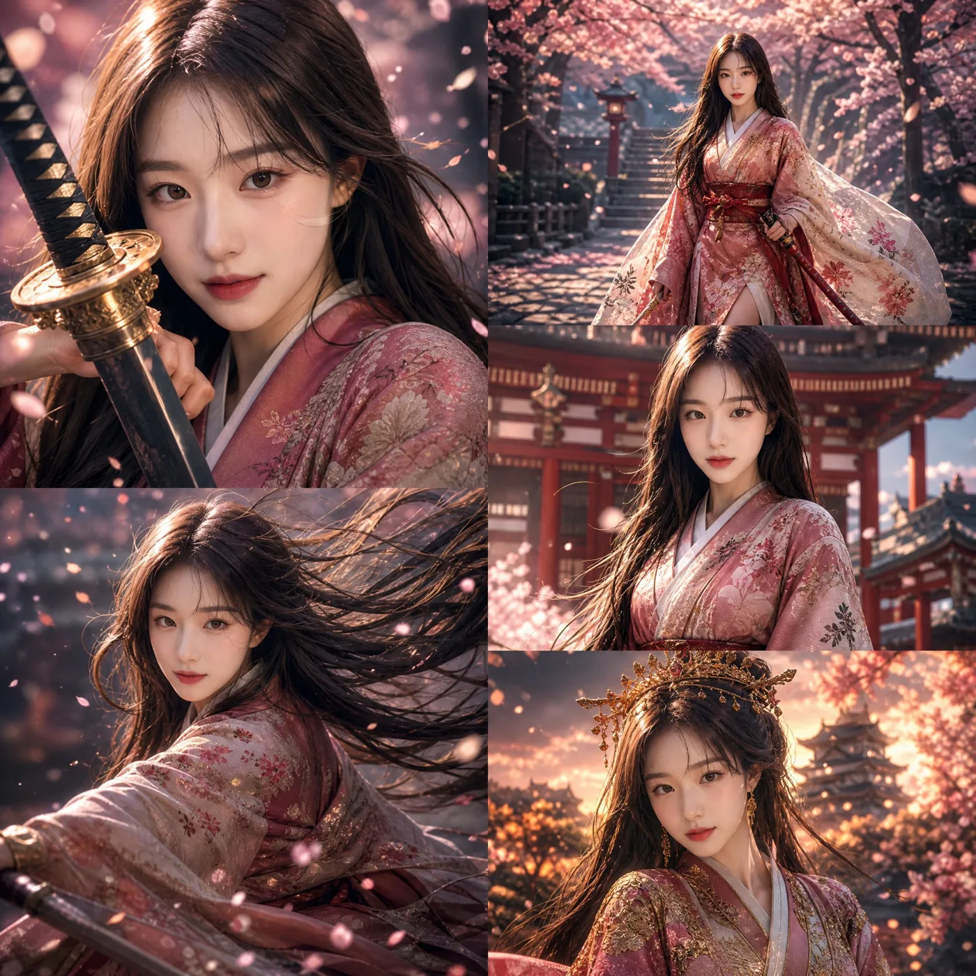Cinematic japanese anime warrior princess fashion editorial — After
