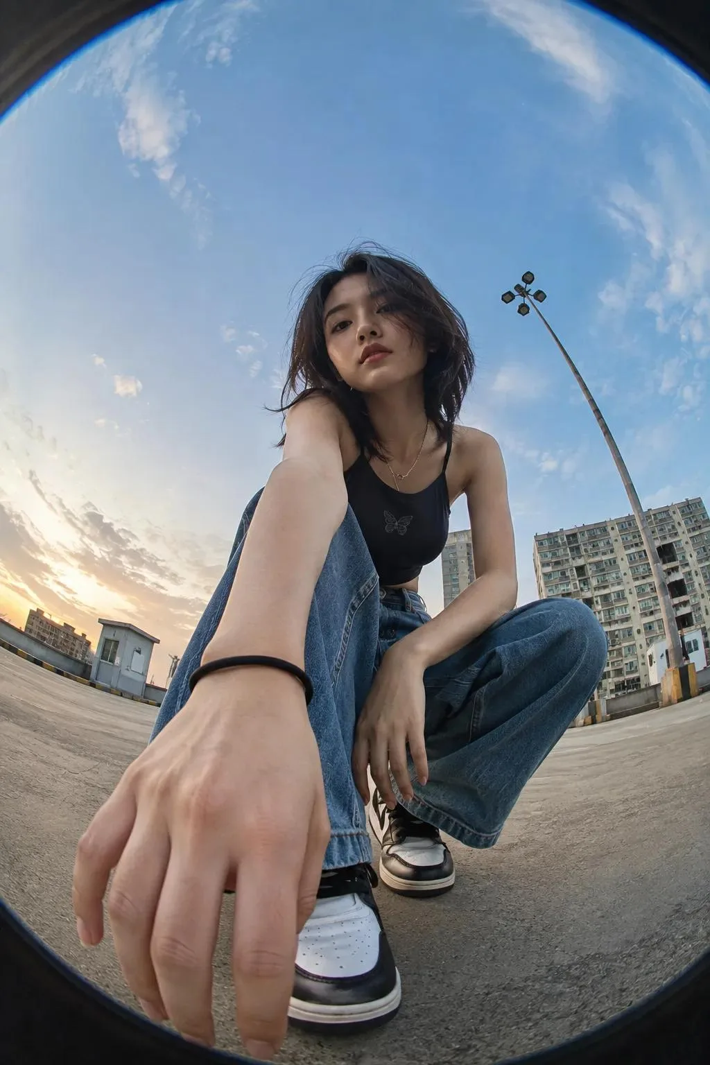 Ultra realistic 8k cinematic fisheye girl photography — Sonra