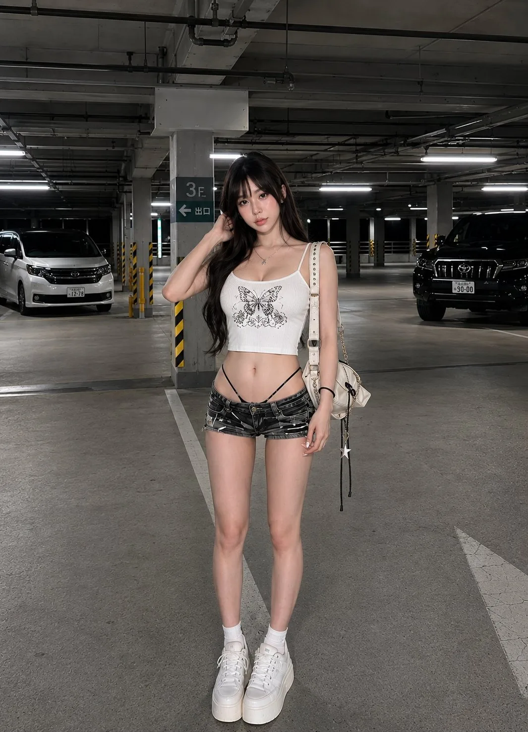 Monochrome butterfly parking lot portrait — Sonra