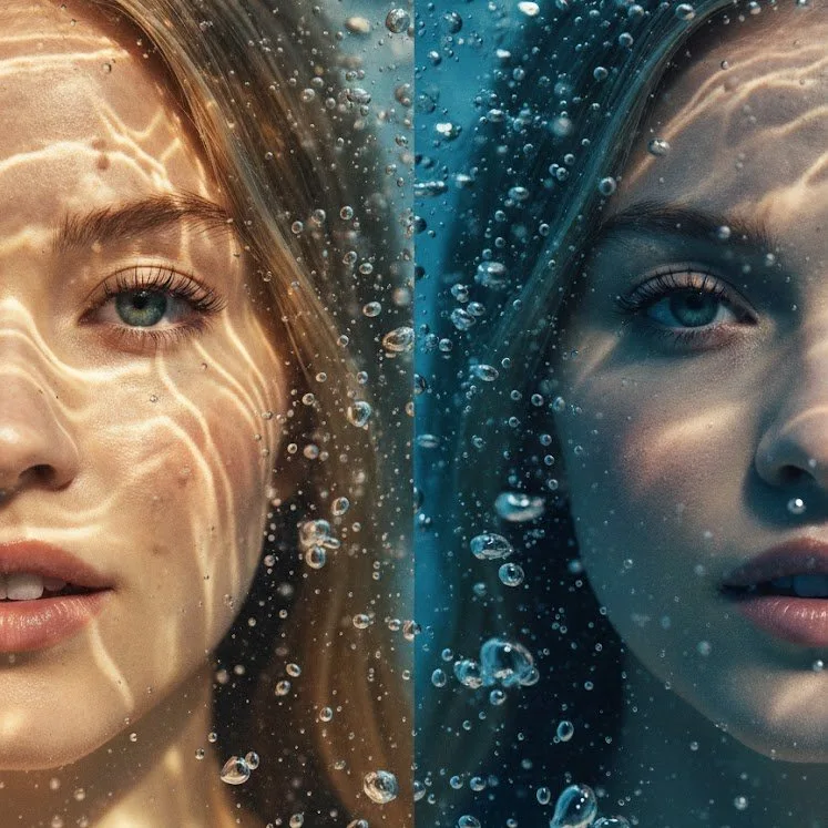Underwater golden dream split — After