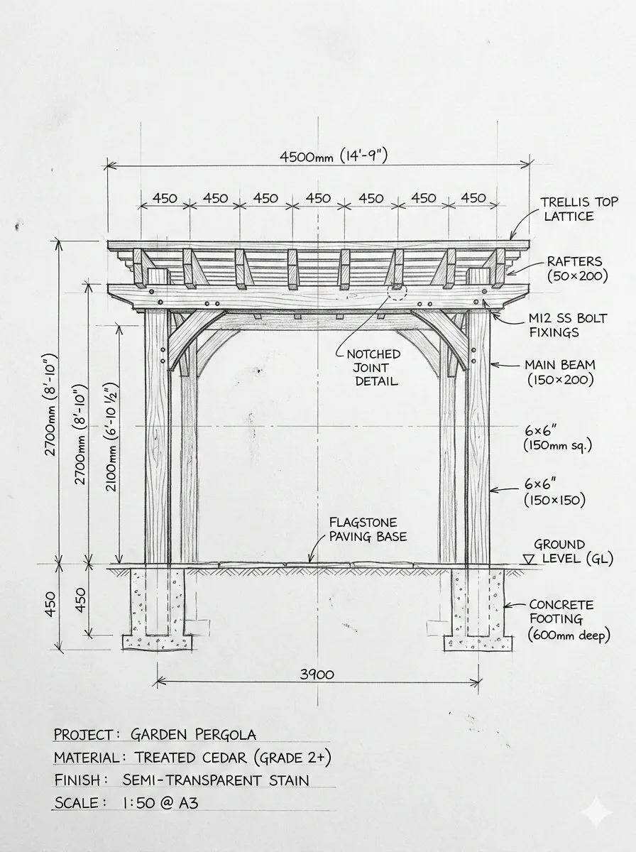 Wooden pergola sketch to reality — Sonra