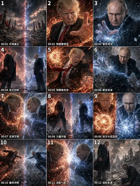 Epic anime battle storyboard