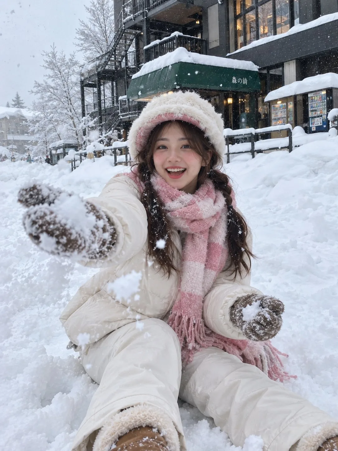 Ultra realistic smartphone winter travel portrait — After