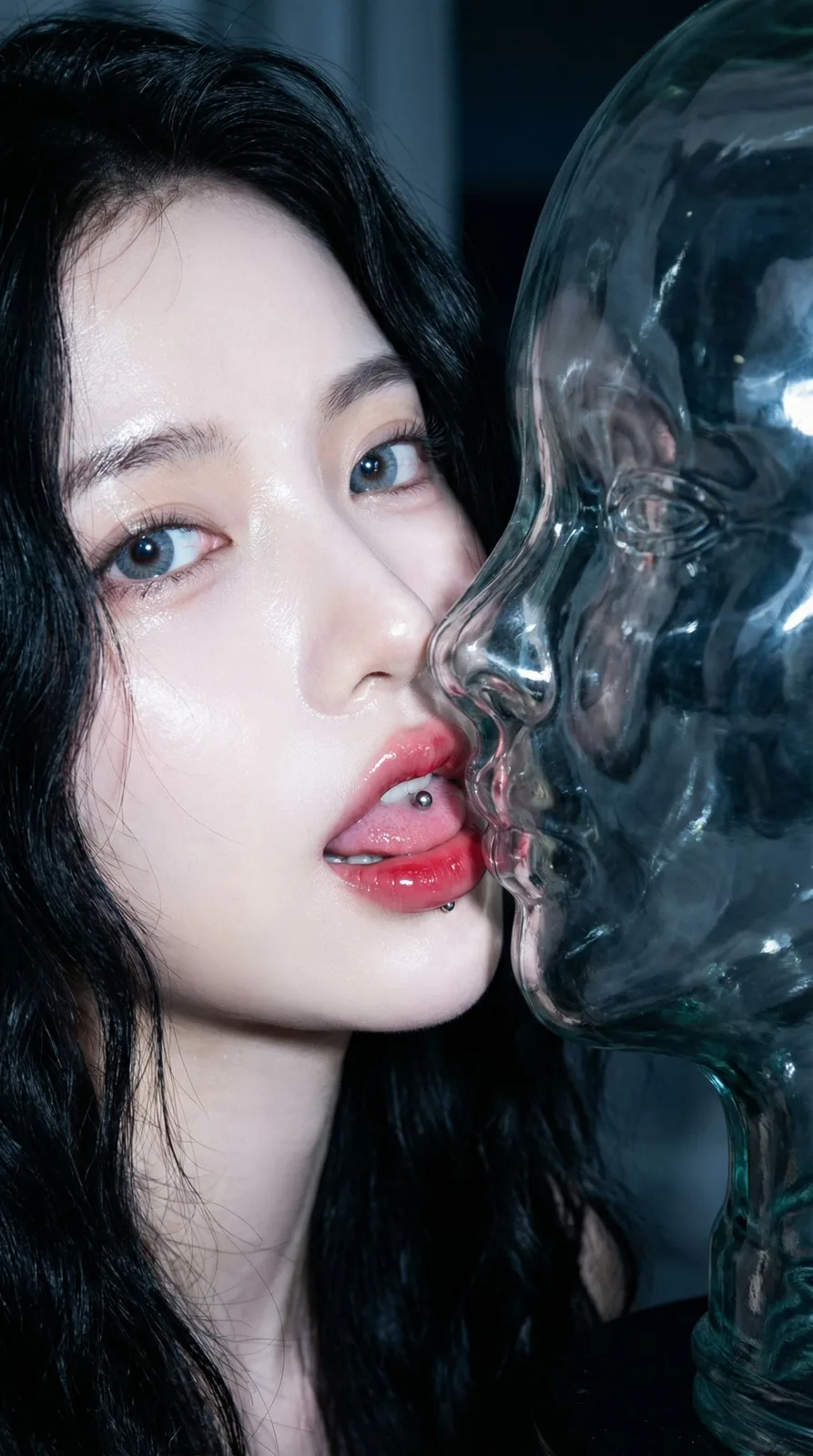 Glass lip night closeup — After