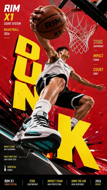 Bold sports commercial campaign poster prompt