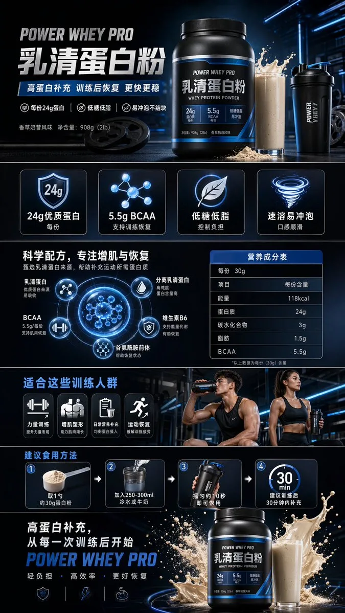Fitness protein powder detail — Sonra