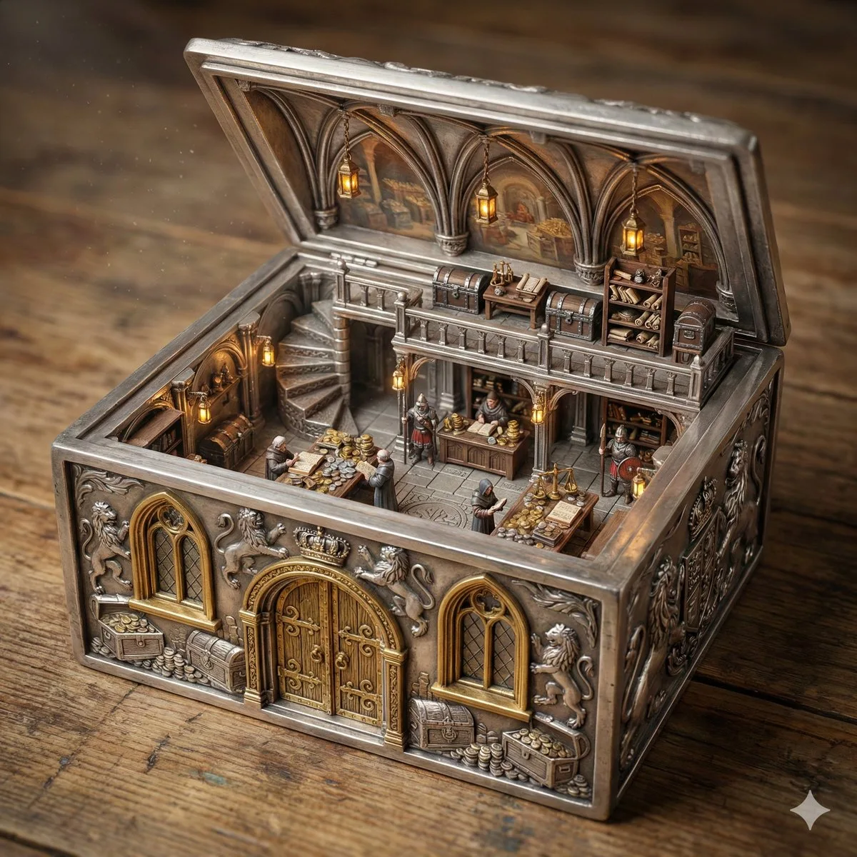 Ornate silver treasury box — After