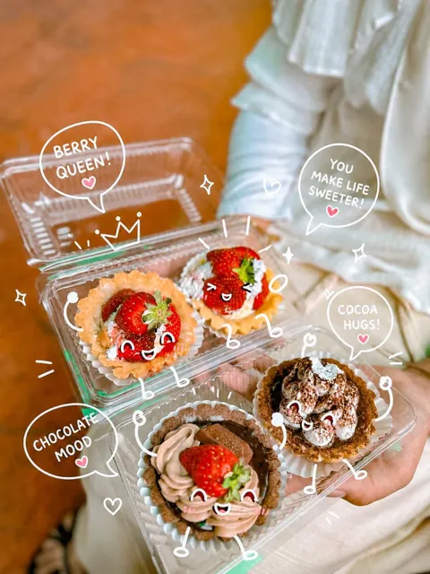 Kawaii dessert photography doodle overlay