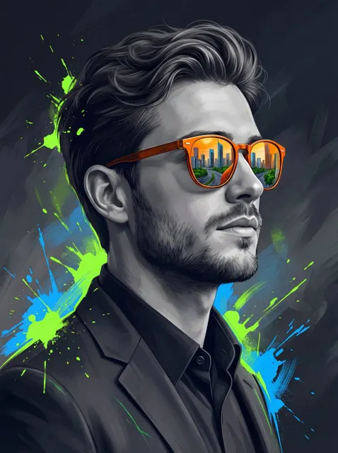 Orange sunglasses urban vision profile