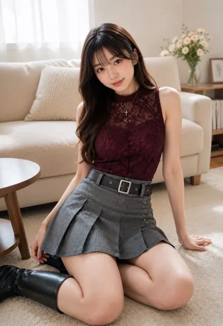 Japanese woman minimalist living room fashion snapshot iphone 17 pro