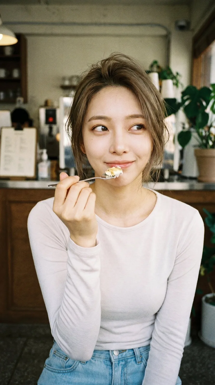 Cafe dessert candid portrait prompt — Sonra