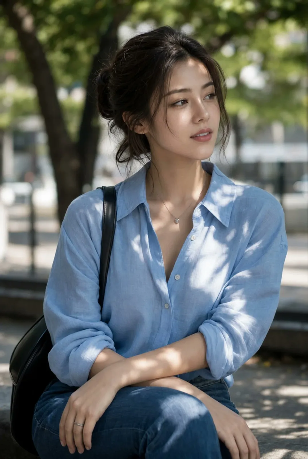 Portrait of young asian woman outdoor park — Sonra