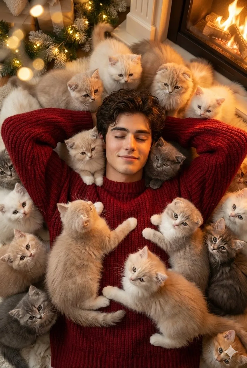 Nordic fireplace kitten sea — Sonra