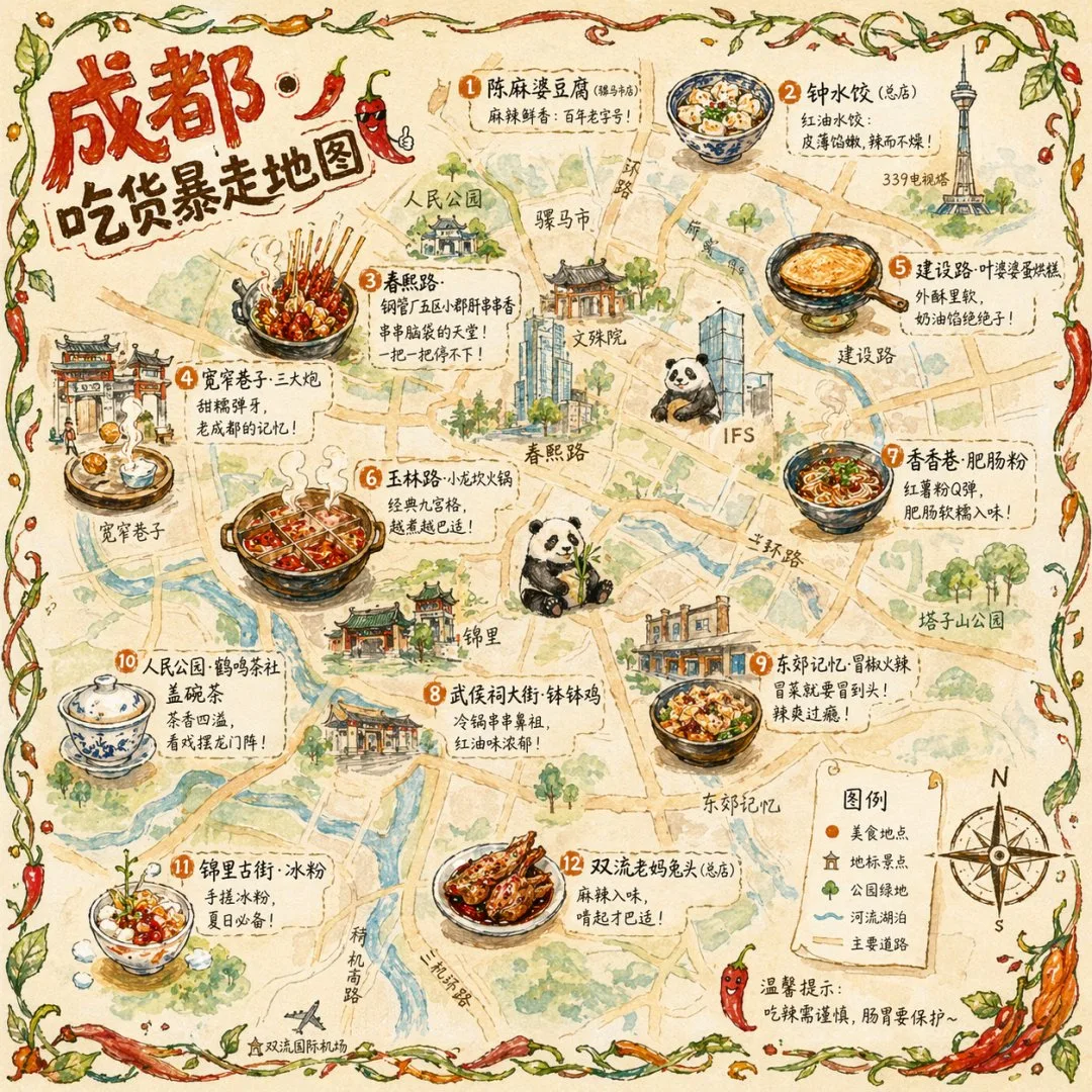 Chengdu foodie walking map — Sonra