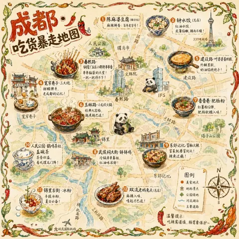 Chengdu foodie walking map