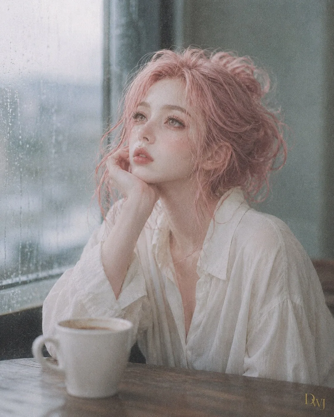 Korean indie film aesthetic melancholy woman cafe — Sonra