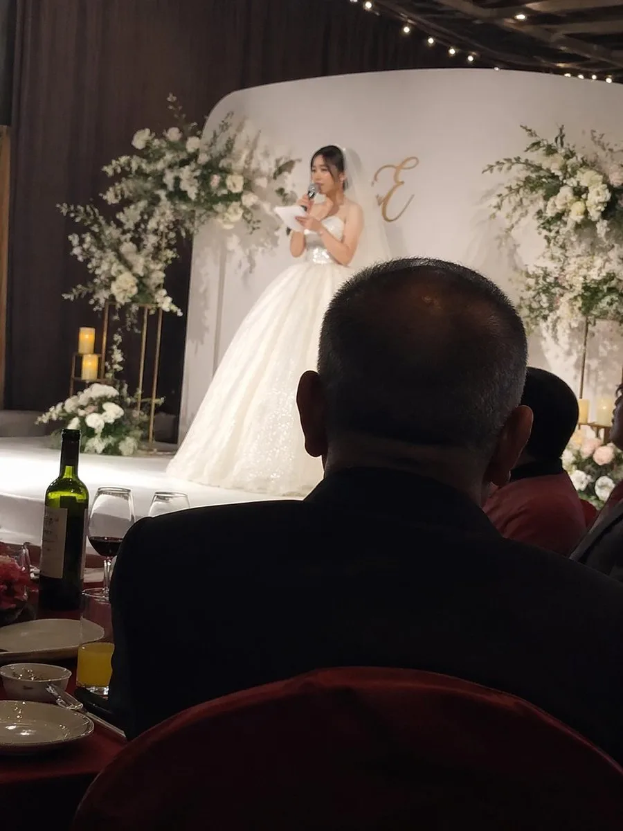 Wedding bride speech father back — After