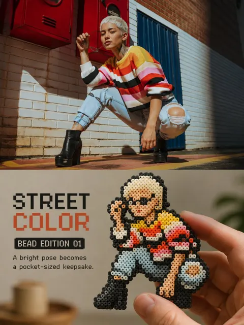 Portrait poster perler bead keychain design