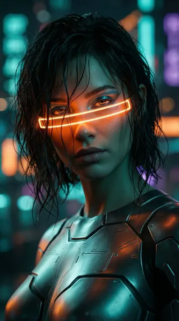 Neon cyberpunk girl