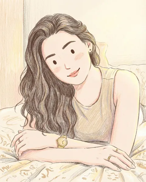 Warm healing colored pencil illustration