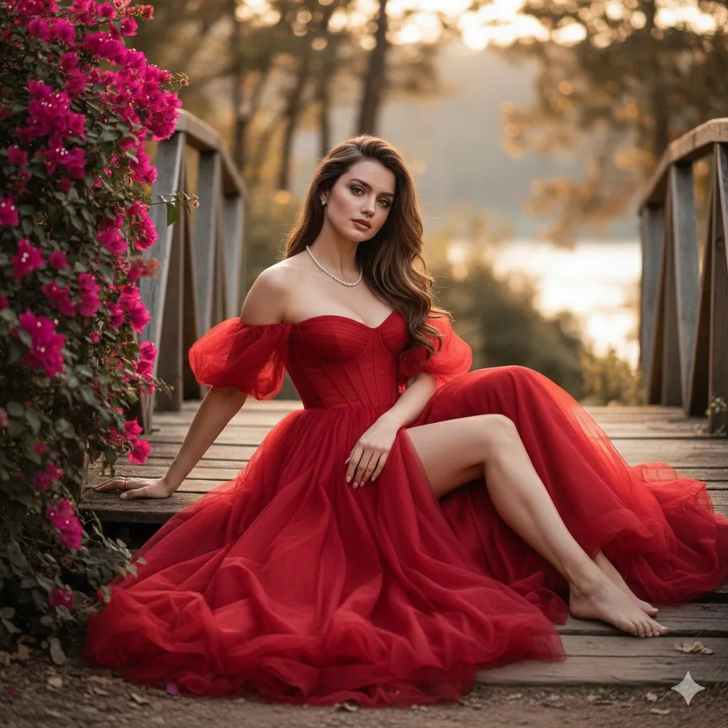 Warm sunlight red goddess bridge — After