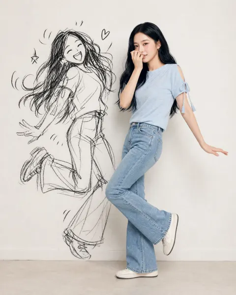 Real subject ink twin doodle portrait
