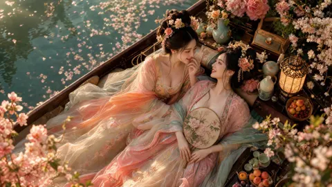 Ultra premium cinematic heritage fashion flower boat