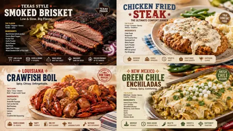 Texas state famous dinner promo recipe graphic