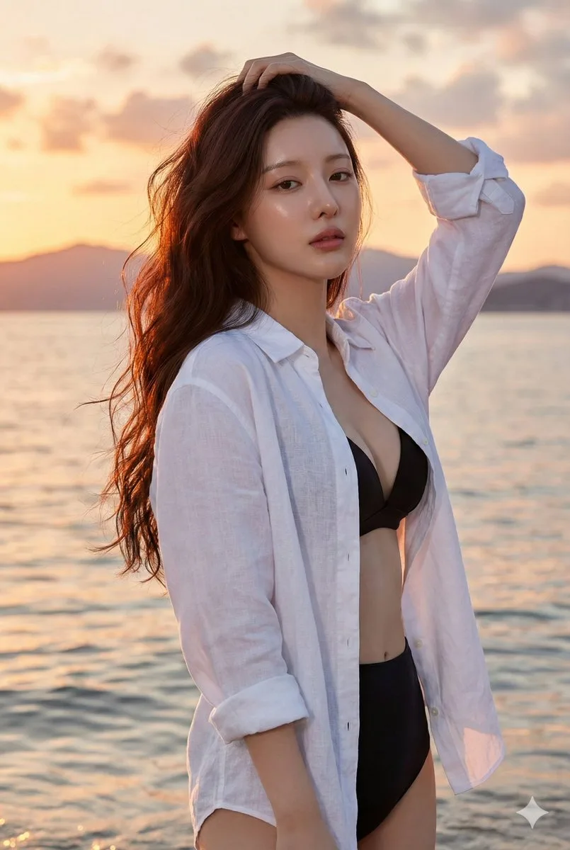 Sunset backlight sexy girl — After
