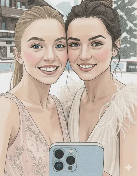 Pencil sketch hollywood winter selfie