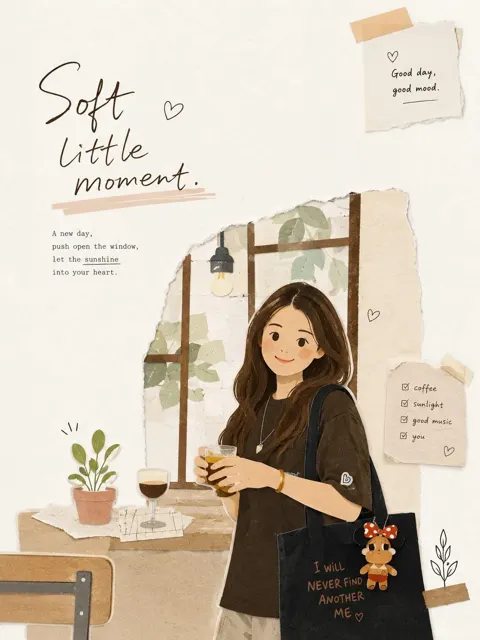 Minimalist magazine collage style illustration