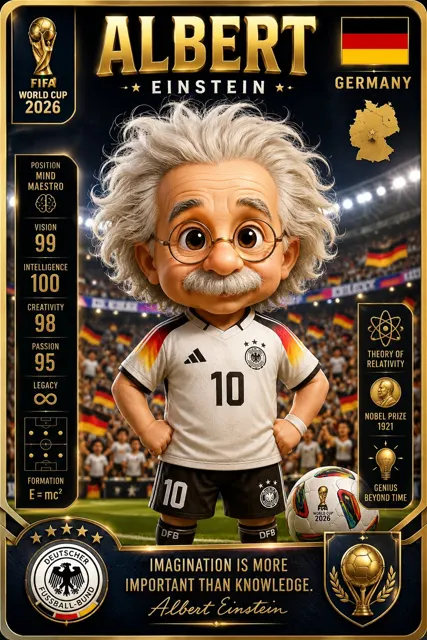 Albert einstein germany 3d chibi football sticker